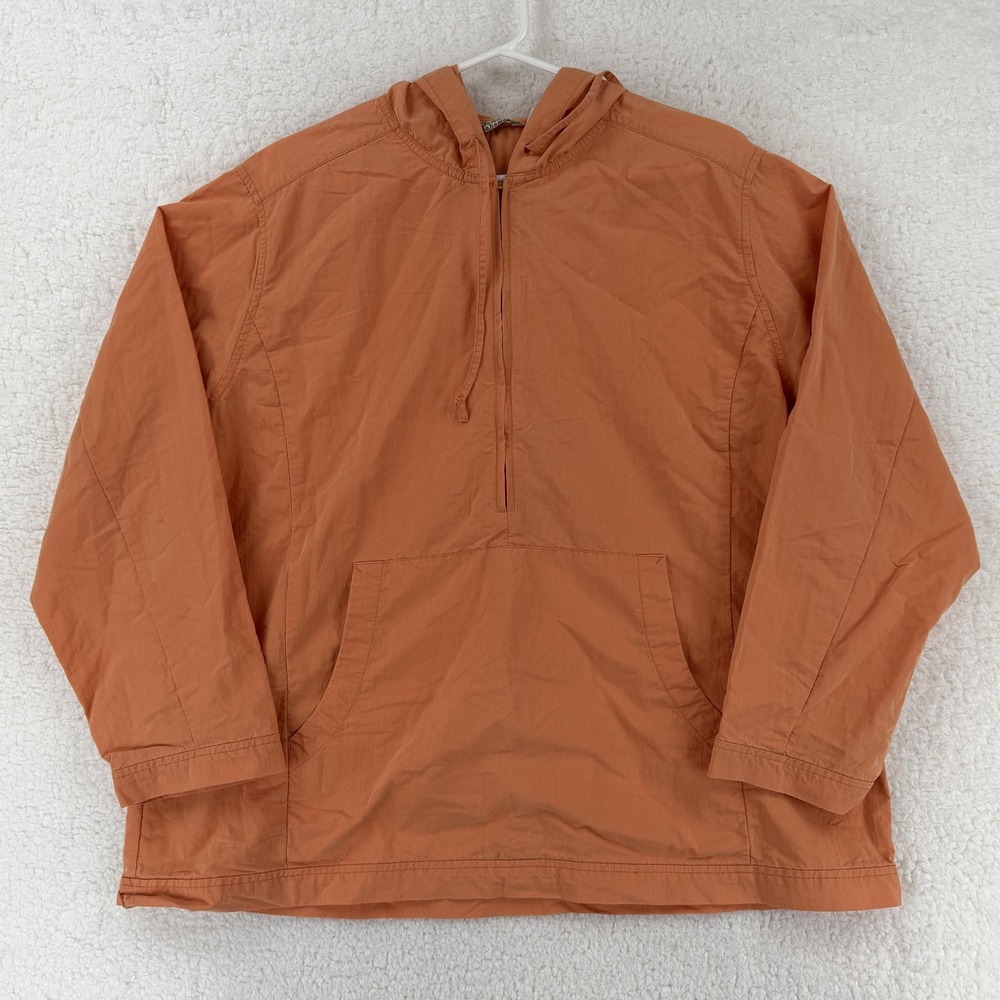 Tommy Bahama Jacket Mens XL Orange Lightweight Hooded 1/4 Zip Anorak Pullover